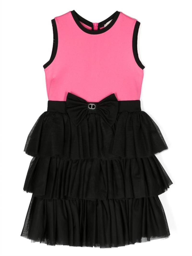 TWINSET Kids bow-detail ruffled midi dress - Black von TWINSET Kids