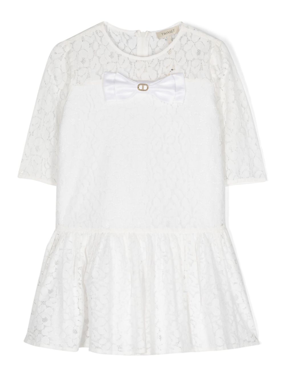 TWINSET Kids bow-detailed lace midi dress - White von TWINSET Kids