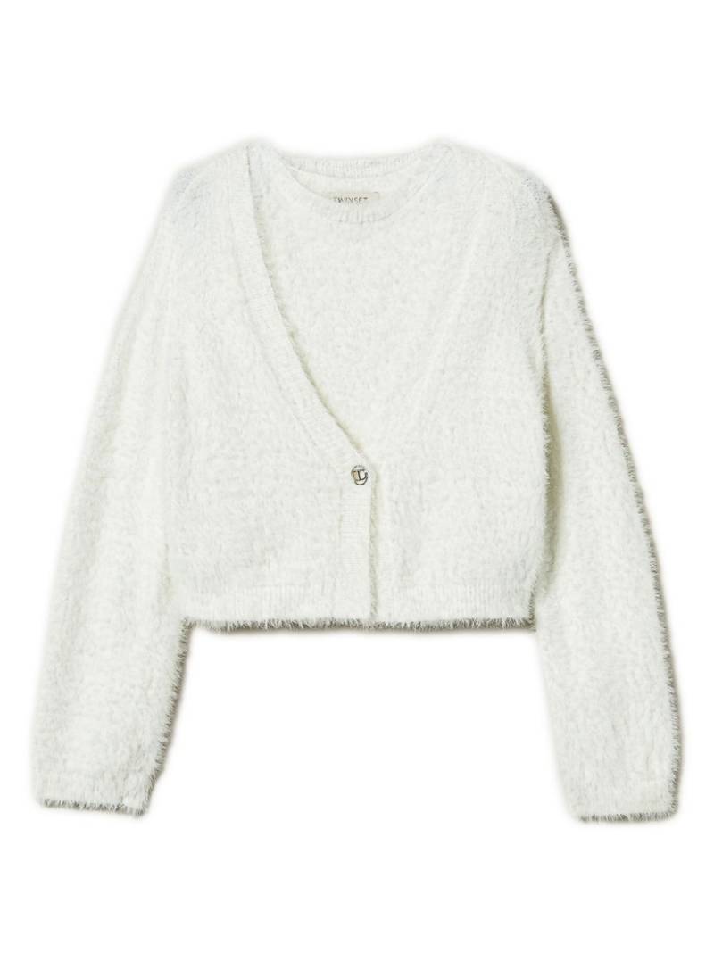 TWINSET Kids brushed-finish cardigan - White von TWINSET Kids