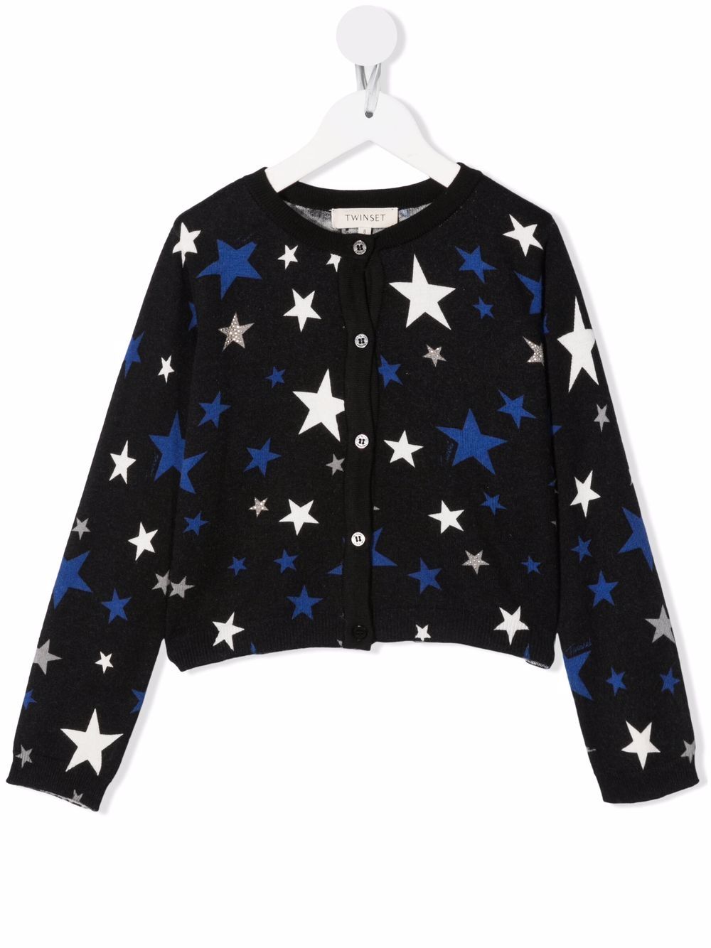 TWINSET Kids fine-knit star-print cardigan - Black von TWINSET Kids