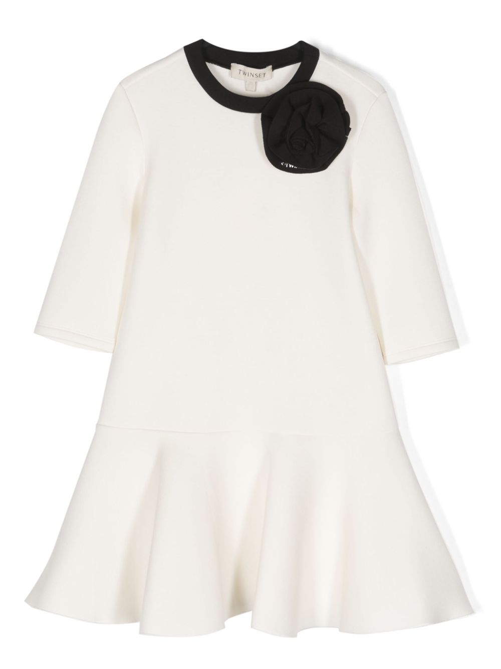 TWINSET Kids floral-appliqué round-neck dress - White von TWINSET Kids