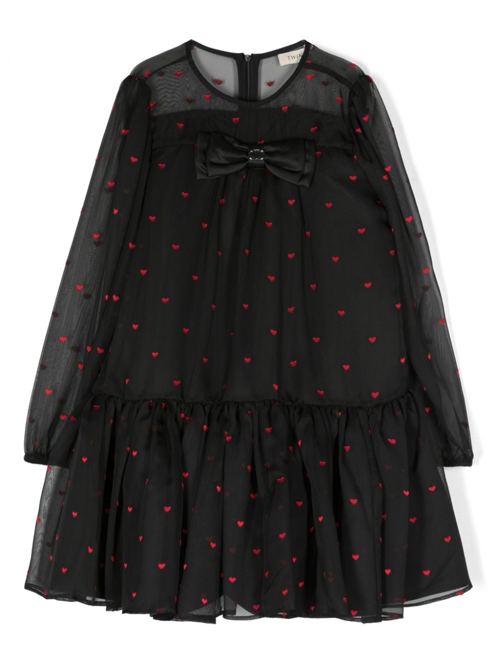 TWINSET Kids heart-pattern long-sleeved dress - Black von TWINSET Kids