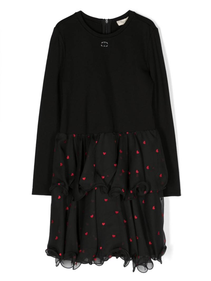 TWINSET Kids heart-print long-sleeve dress - Black von TWINSET Kids