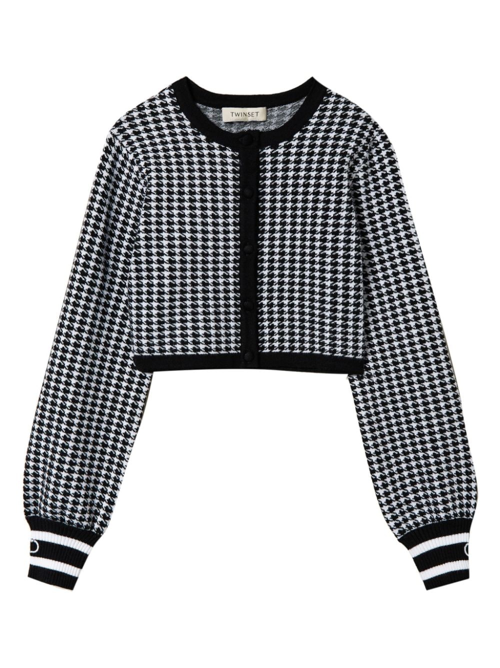 TWINSET Kids houndstooth-pattern knit jacket - Black von TWINSET Kids