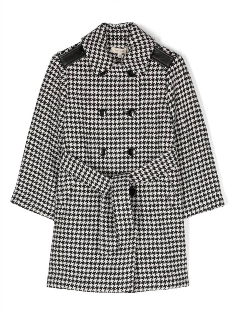 TWINSET Kids houndstooth trench coat - Black von TWINSET Kids