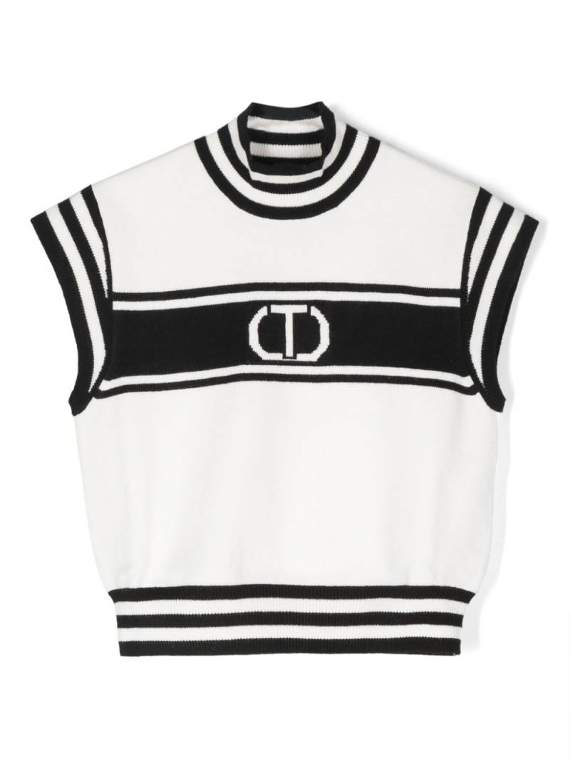 TWINSET Kids intarsia-logo sleeveless top - White von TWINSET Kids