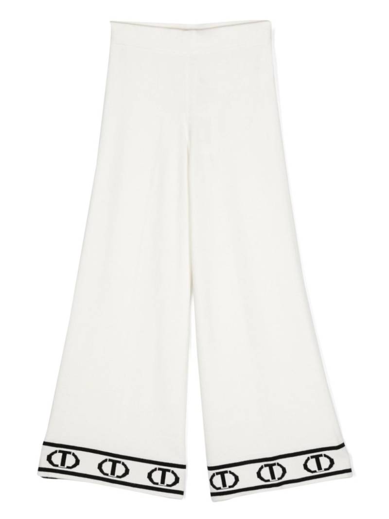 TWINSET Kids intarsia-logo trousers - Neutrals von TWINSET Kids