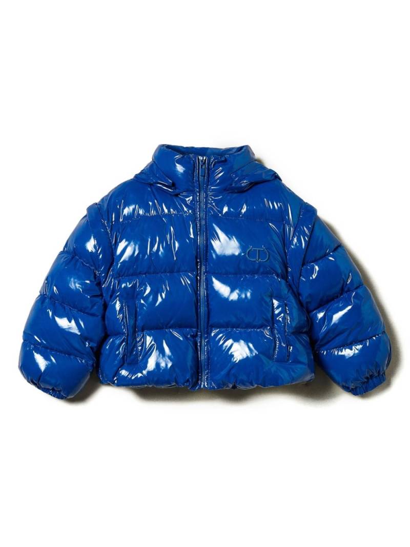 TWINSET Kids logo-embroidered puffer jacket - Blue von TWINSET Kids