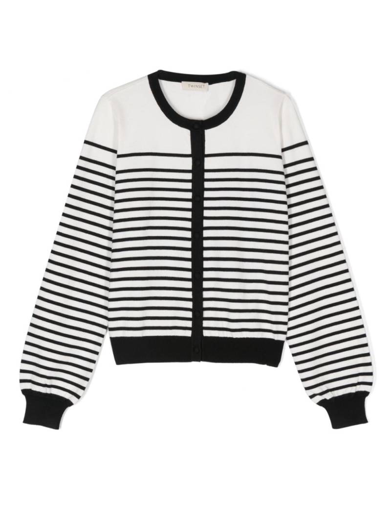 TWINSET Kids logo-intarsia cardigan - White von TWINSET Kids