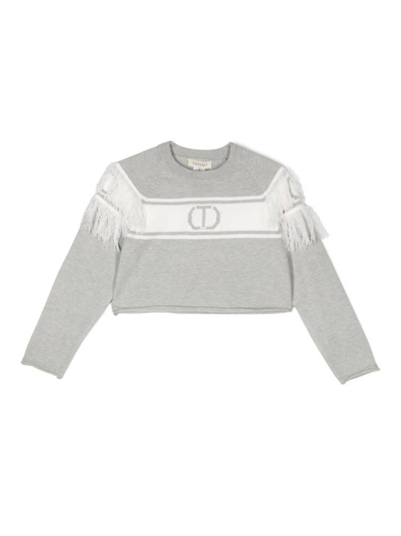 TWINSET Kids logo-intarsia sweater - Grey von TWINSET Kids