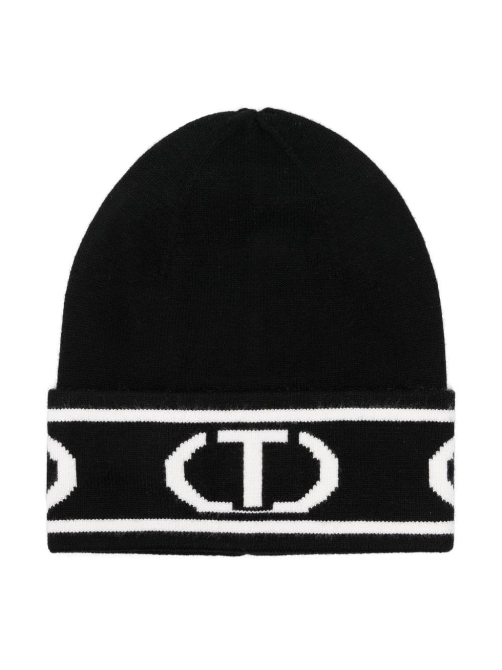 TWINSET Kids logo-jacquard beanie - Black von TWINSET Kids