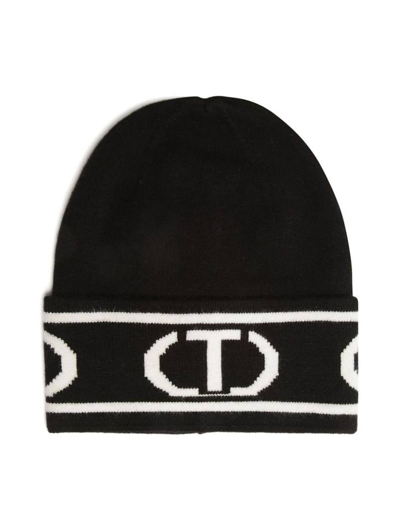 TWINSET Kids logo-jacquard beanie - Black von TWINSET Kids