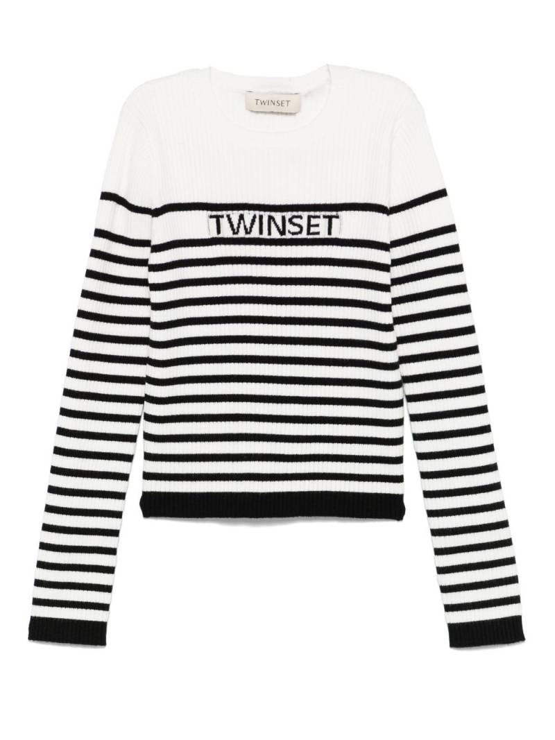 TWINSET Kids logo-jacquard sweater - White von TWINSET Kids