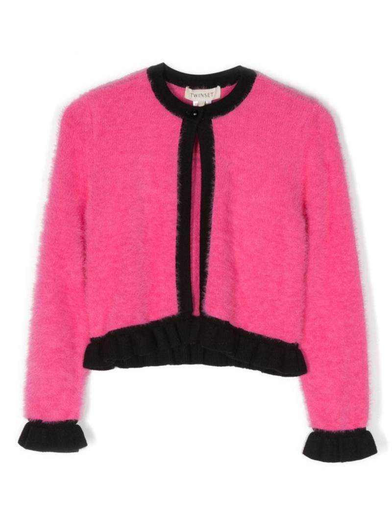 TWINSET Kids logo-plaque cardigan - Pink von TWINSET Kids