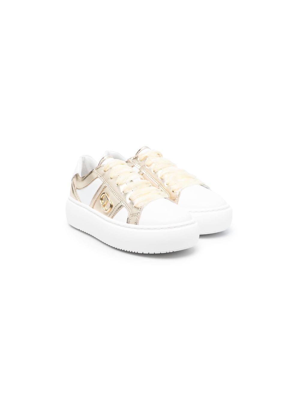 TWINSET Kids logo-plaque leather sneakers - White von TWINSET Kids