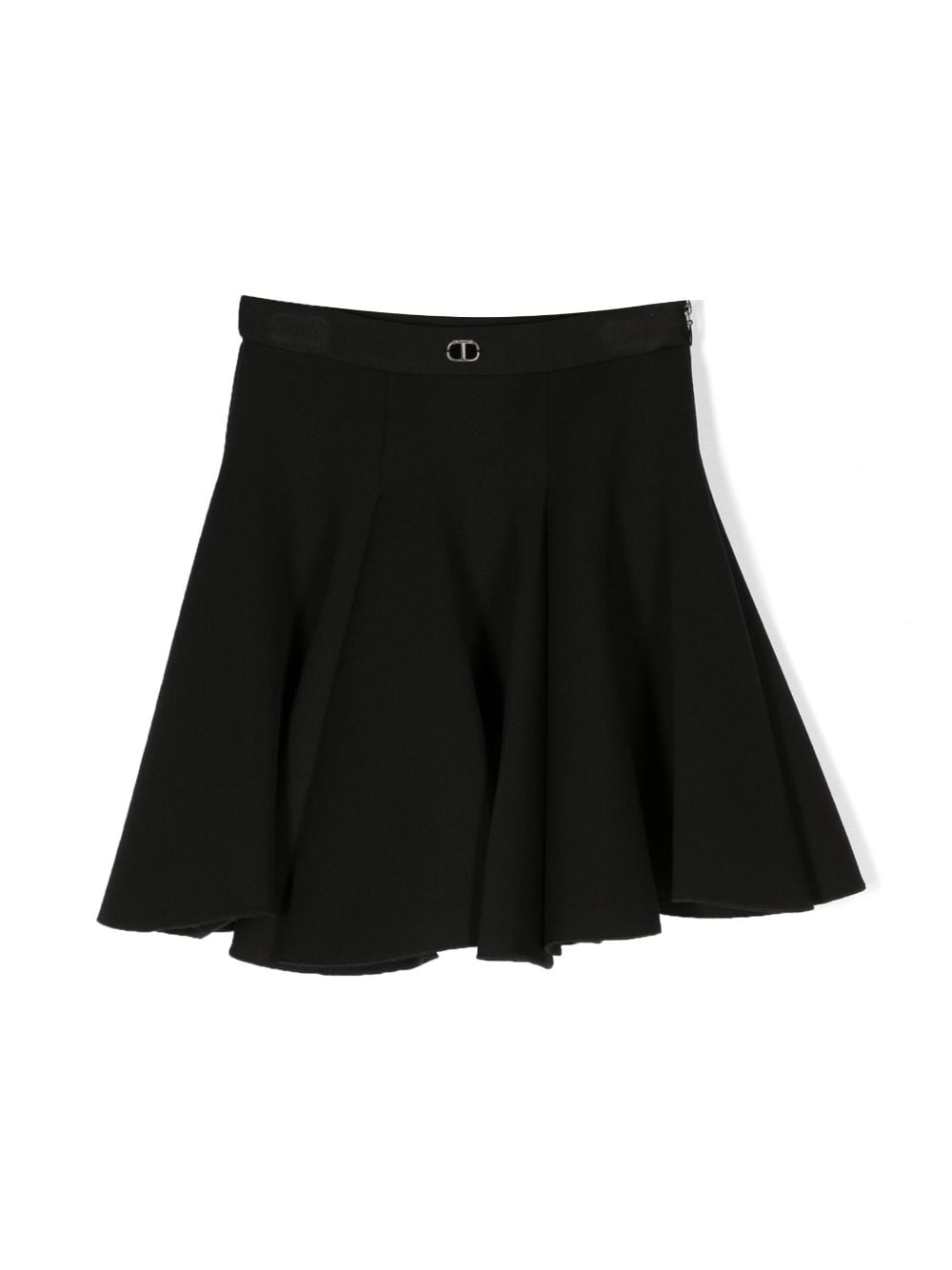 TWINSET Kids logo-plaque pleated miniskirt - Black von TWINSET Kids