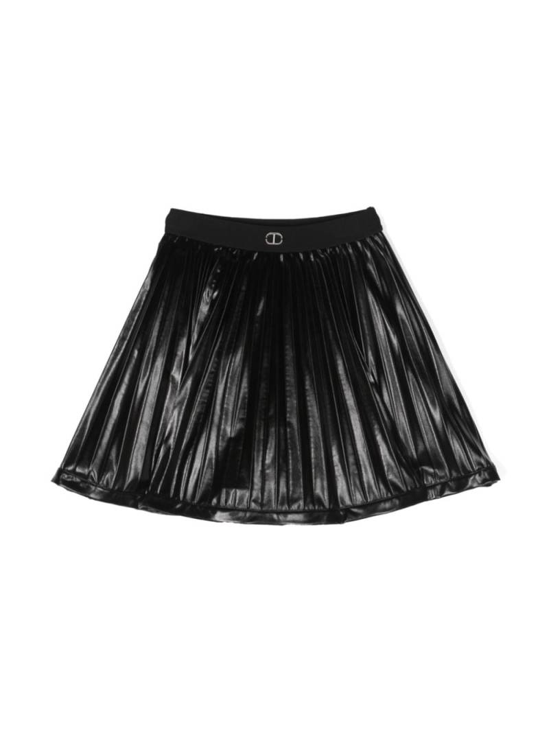 TWINSET Kids logo-plaque pleated skirt - Black von TWINSET Kids