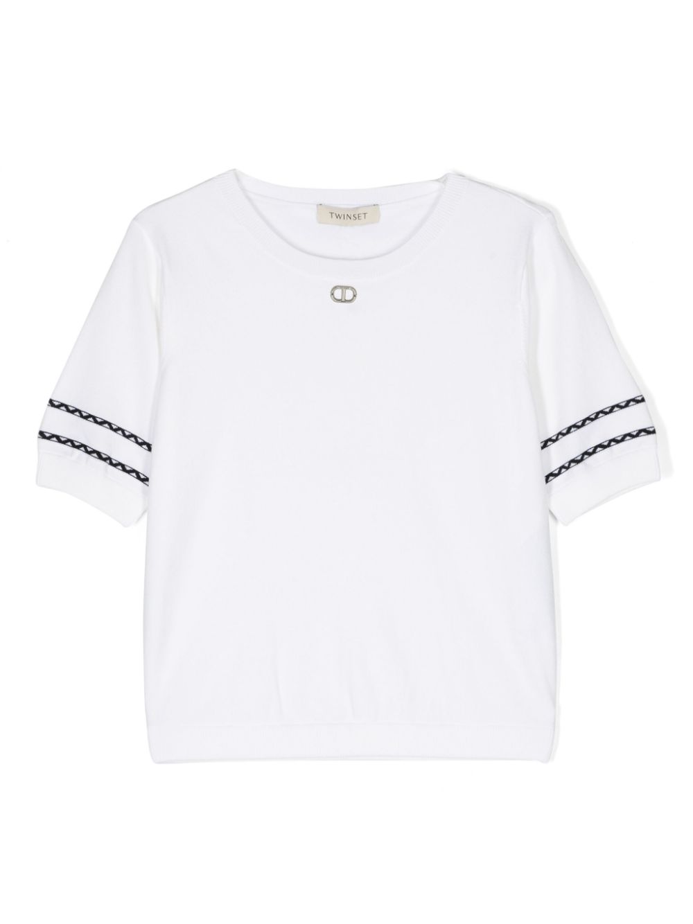 TWINSET Kids logo-plaque short-sleeve jumper - Neutrals von TWINSET Kids