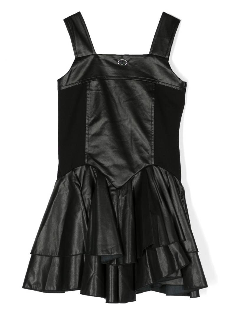 TWINSET Kids logo-plaque sleeveless tiered dress - Black von TWINSET Kids