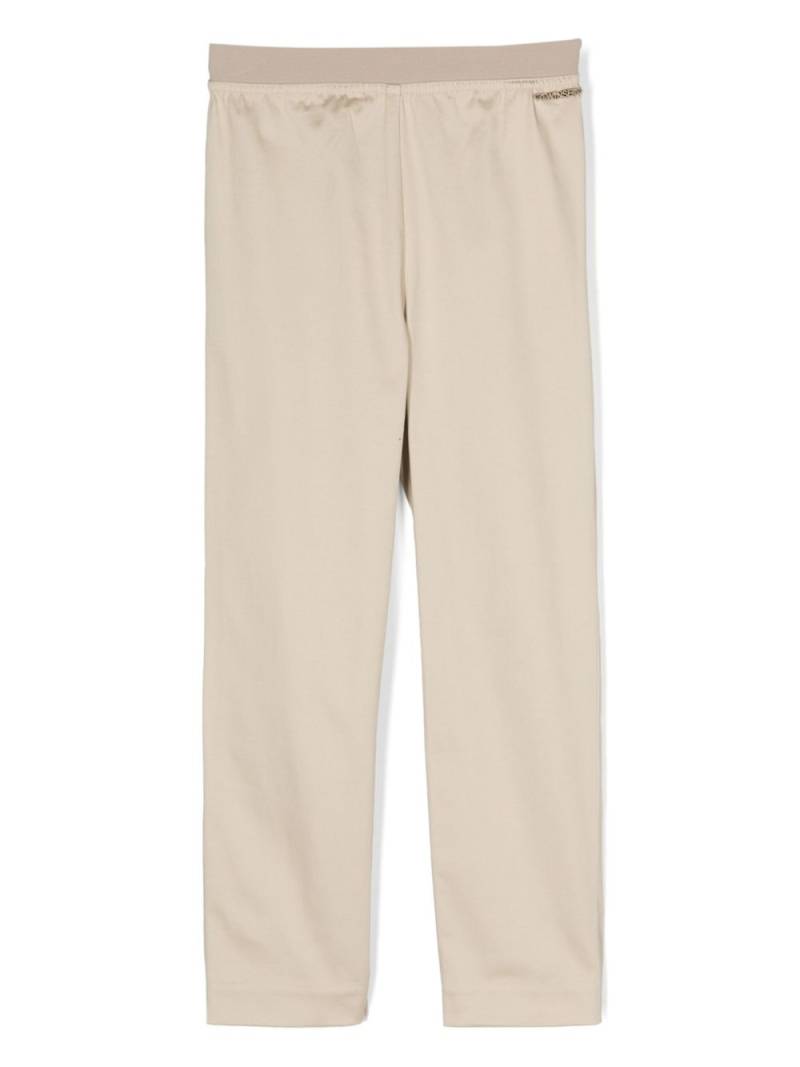 TWINSET Kids logo-plaque trousers - Neutrals von TWINSET Kids