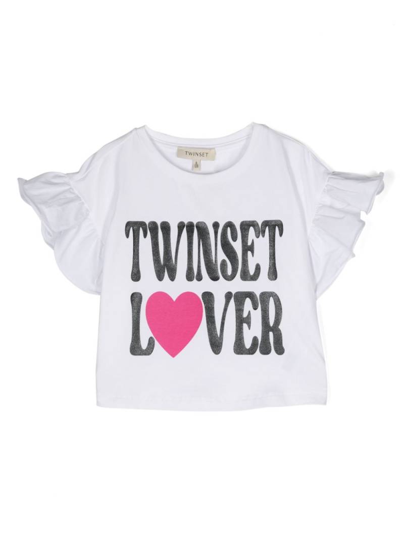 TWINSET Kids logo-print glittered T-shirt - White von TWINSET Kids