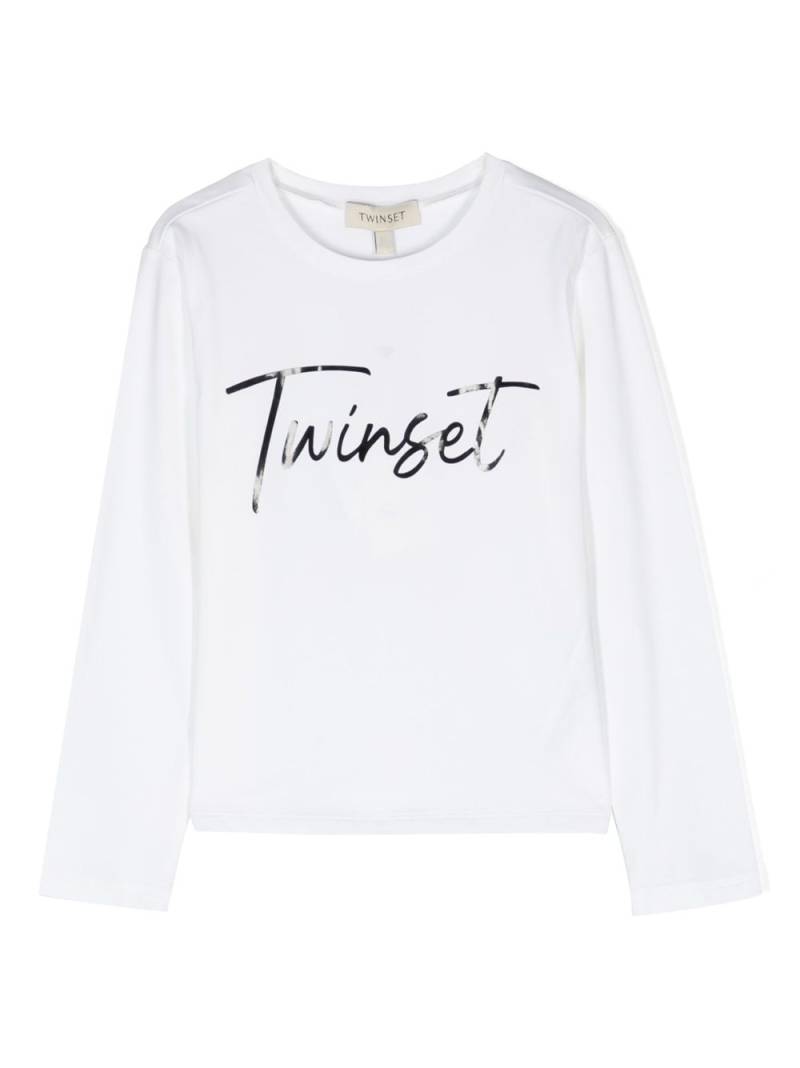 TWINSET Kids logo-print long-sleeve T-shirt - Neutrals von TWINSET Kids