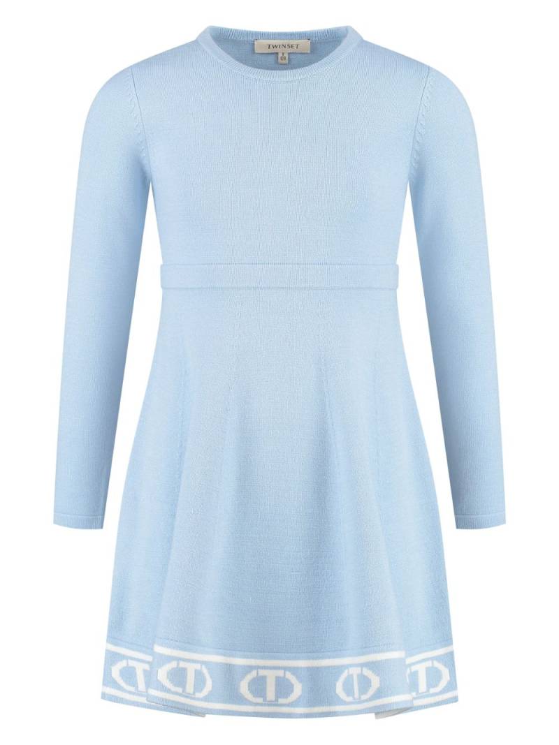 TWINSET Kids logo-trim knitted dress - Blue von TWINSET Kids