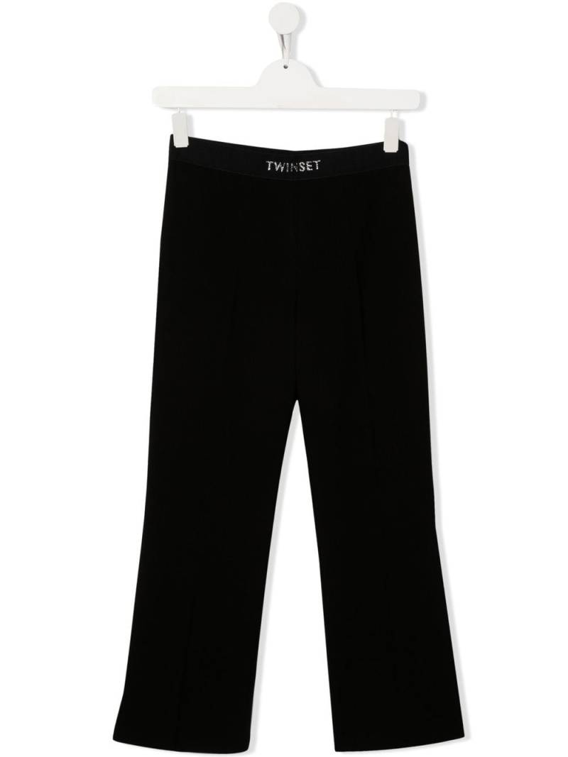 TWINSET Kids logo-waistband straight-leg trousers - Black von TWINSET Kids