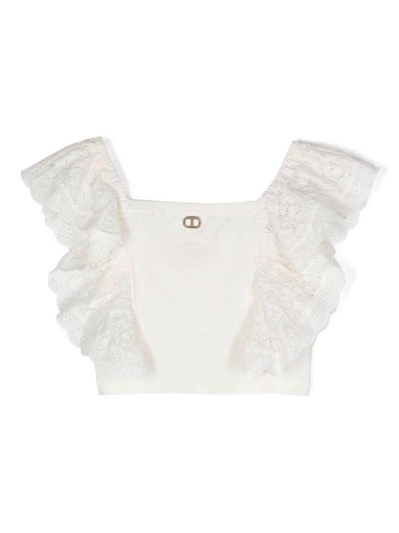 TWINSET Kids ruffle-detail blouse - Neutrals von TWINSET Kids