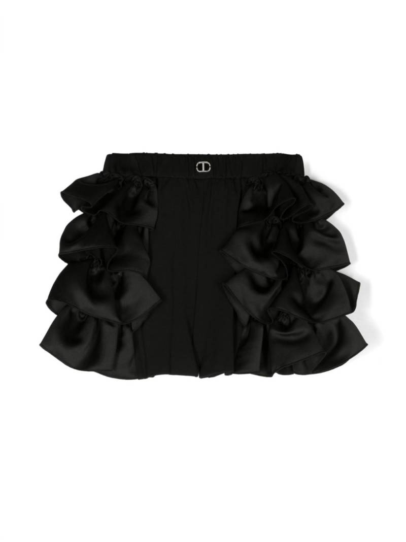 TWINSET Kids ruffle-detail mini shorts - Black von TWINSET Kids