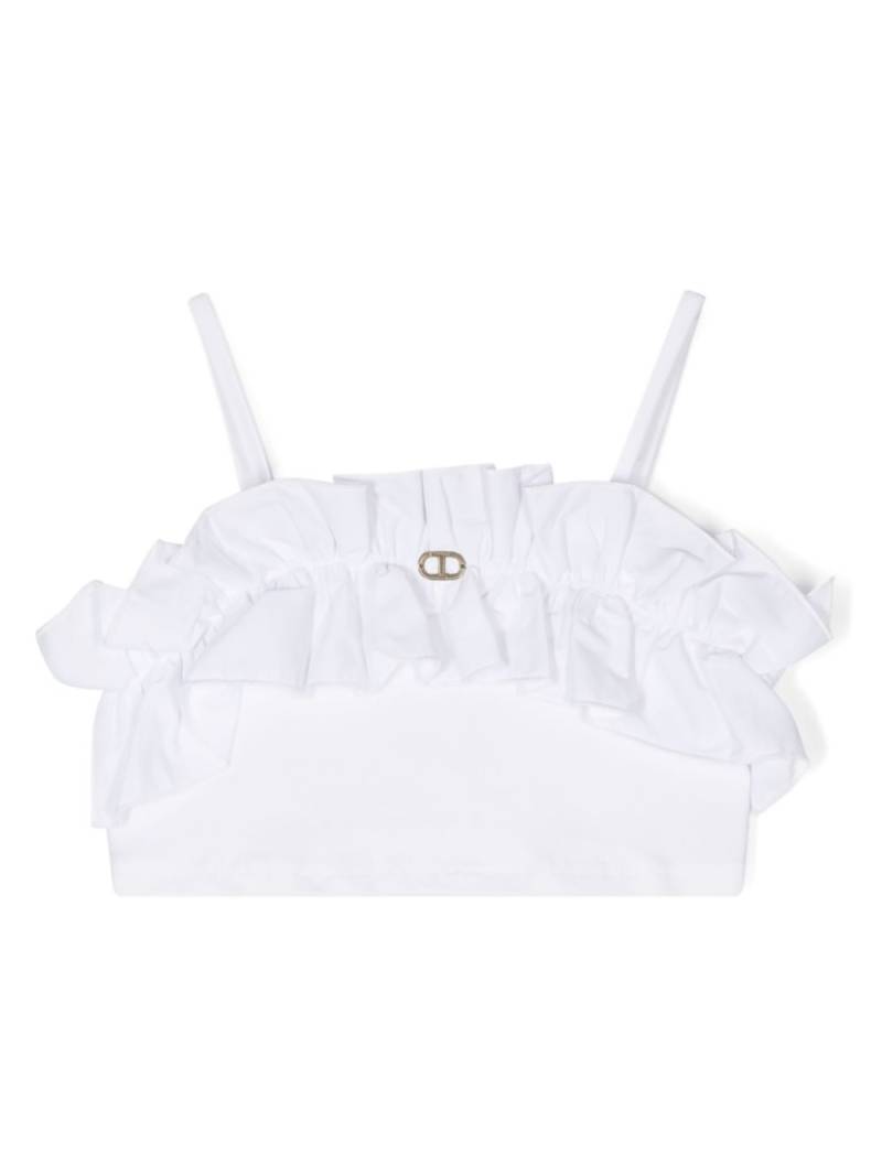 TWINSET Kids ruffled crop top - White von TWINSET Kids