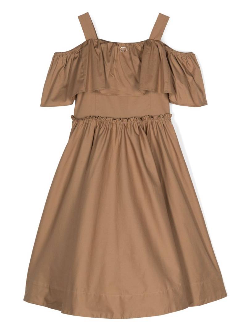 TWINSET Kids ruffled midi dress - Brown von TWINSET Kids