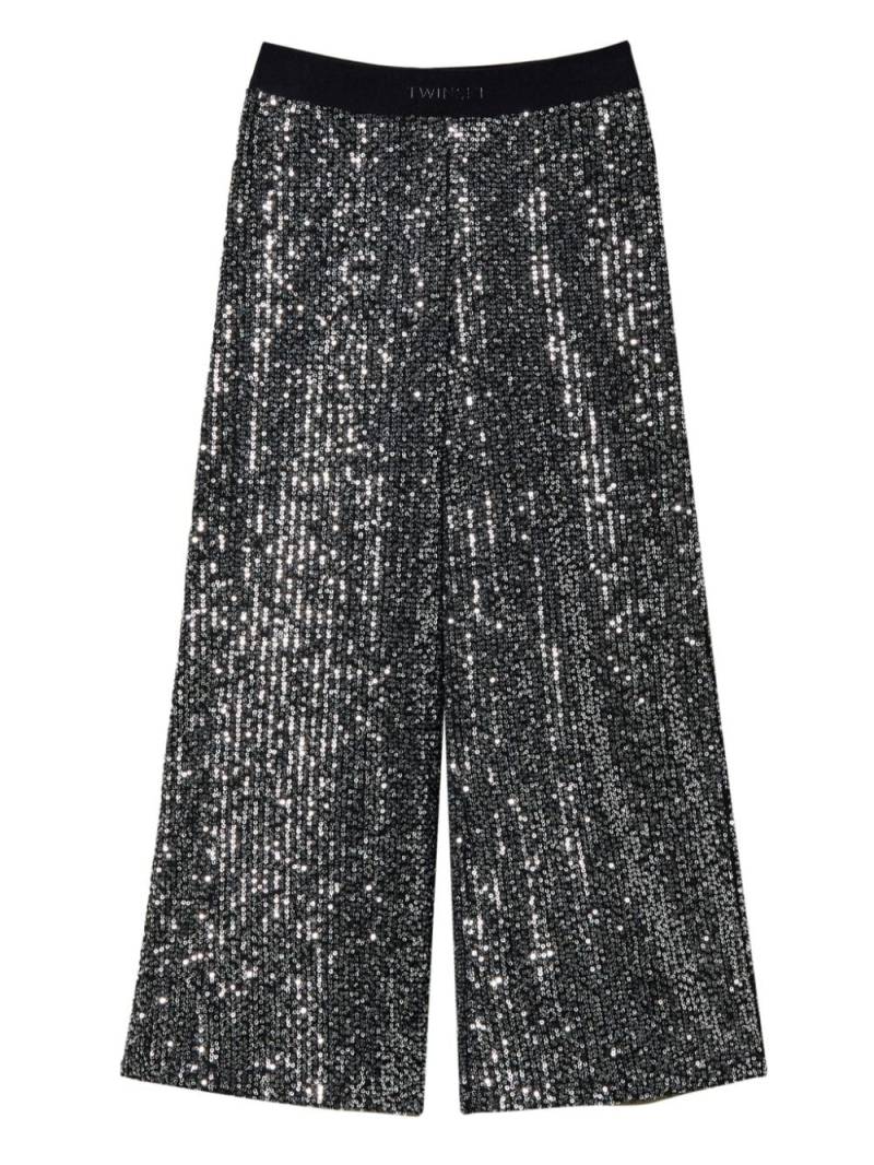 TWINSET Kids sequin-embellished palazzo trousers - Black von TWINSET Kids