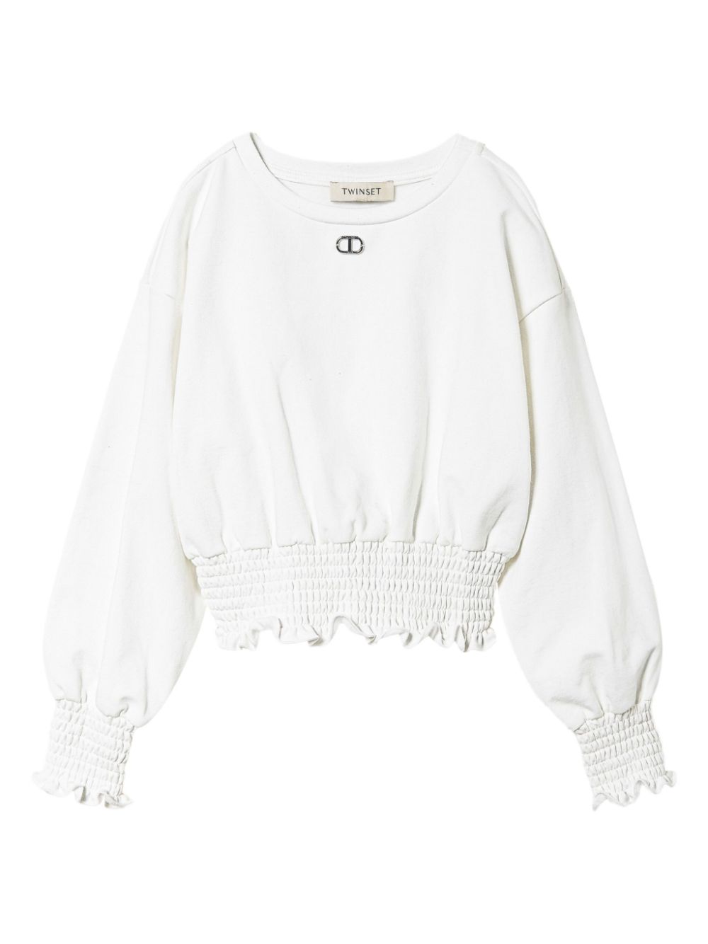 TWINSET Kids smocked crew-neck sweatshirt - White von TWINSET Kids