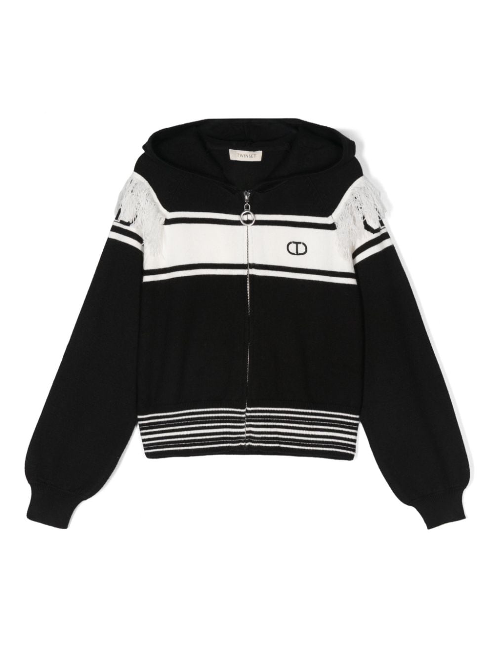 TWINSET Kids stripe-detail cardigan - Black von TWINSET Kids