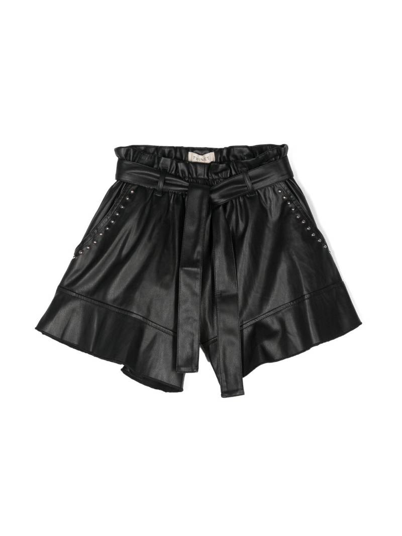 TWINSET Kids stud-embellished flared shorts - Black von TWINSET Kids