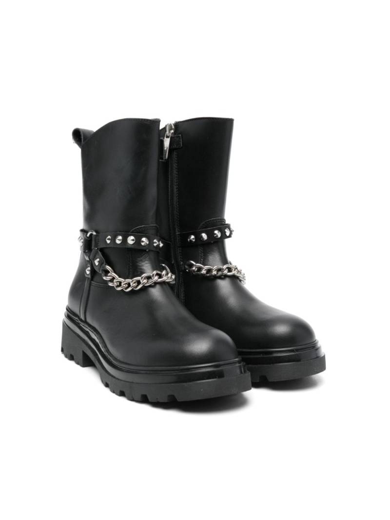 TWINSET Kids stud embellished leather boots - Black von TWINSET Kids