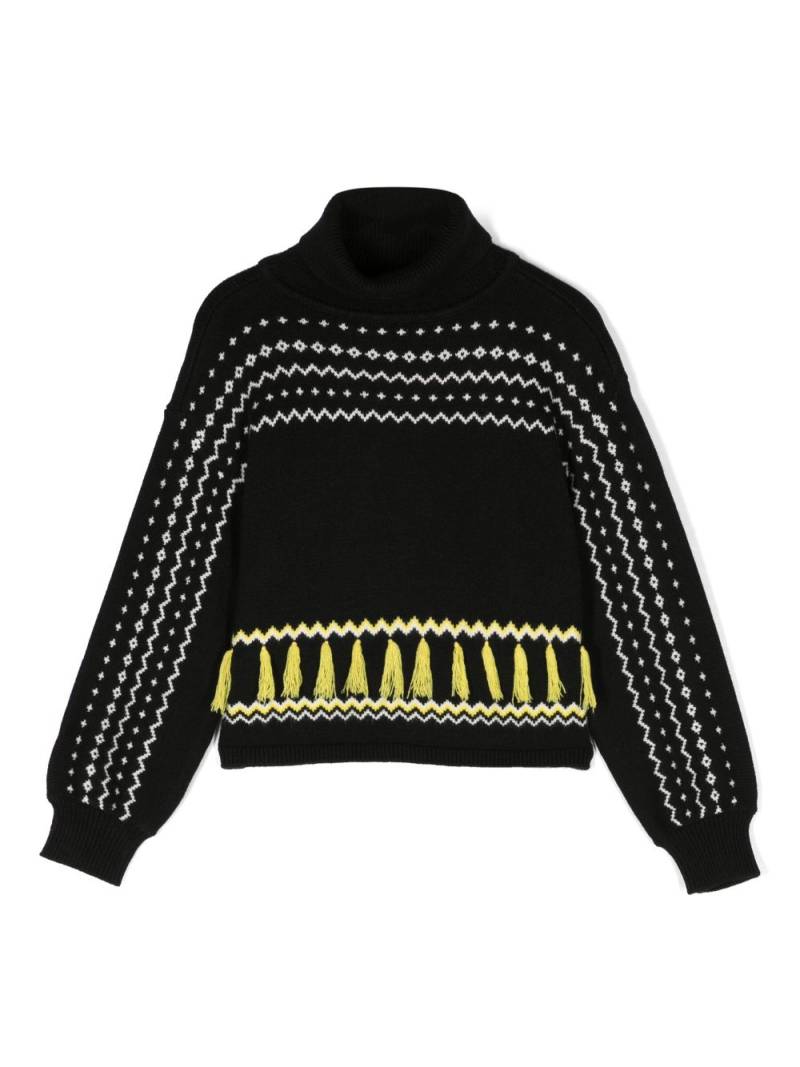 TWINSET Kids tassel-trim high-neck jumper - Black von TWINSET Kids