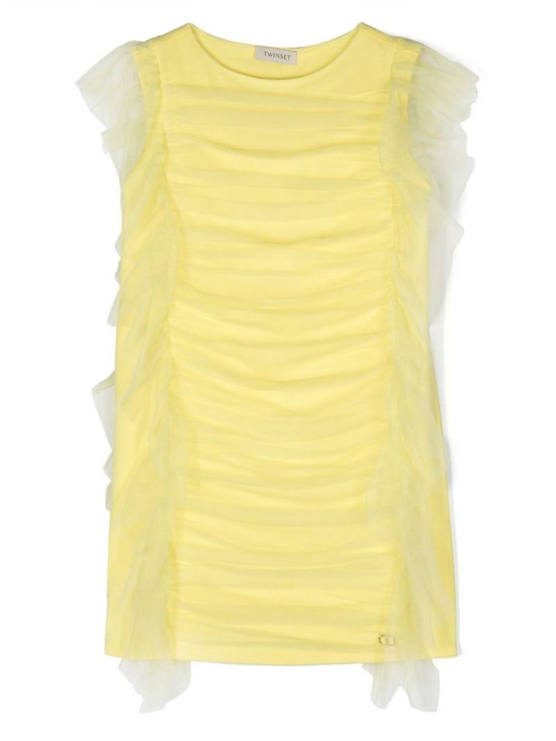 TWINSET Kids tulle-overlay dress - Yellow von TWINSET Kids