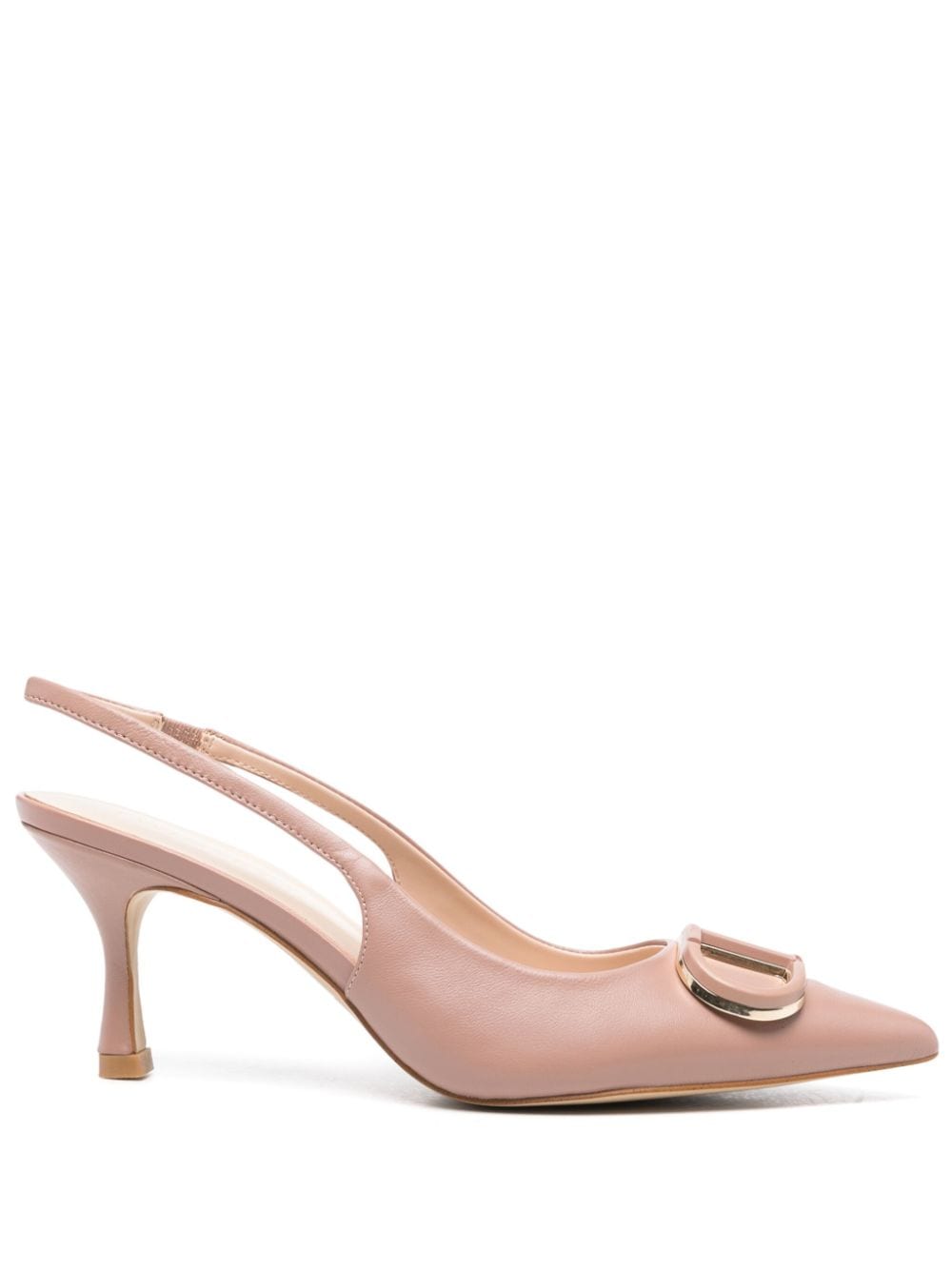 TWINSET 70mm logo-plaque slingback pumps - Neutrals von TWINSET