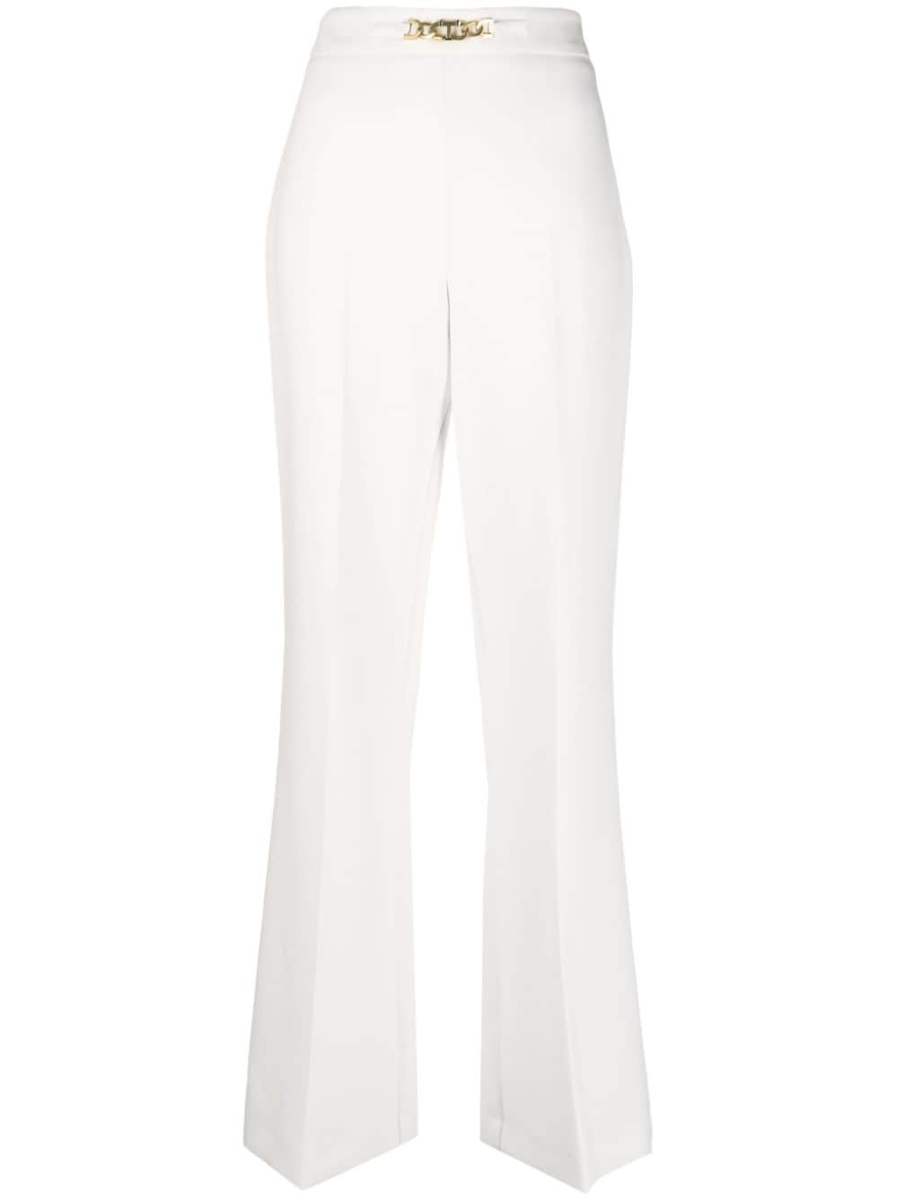 TWINSET Oval-T chain flared trousers - White von TWINSET