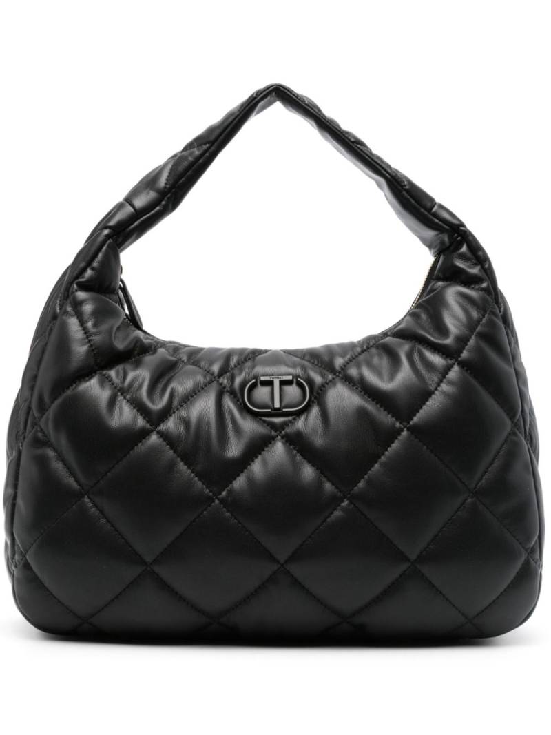 TWINSET Oval T quilted tote bag - Black von TWINSET