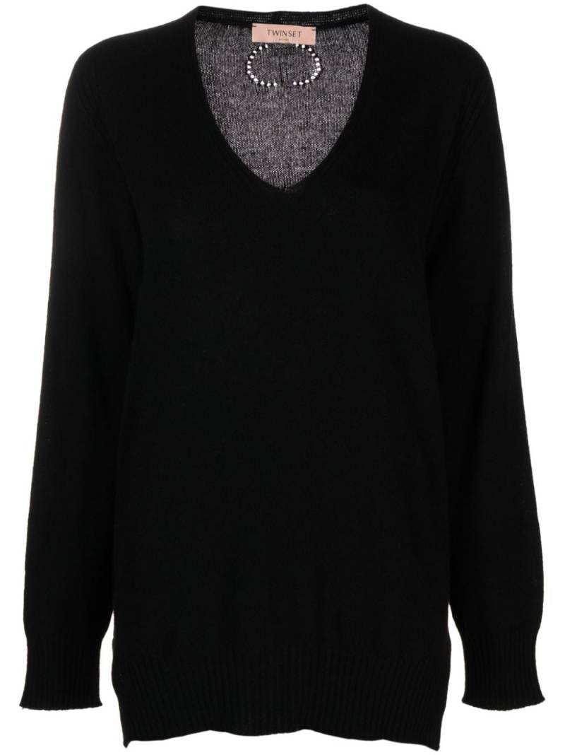 TWINSET V-neck cashmere jumper - Black von TWINSET