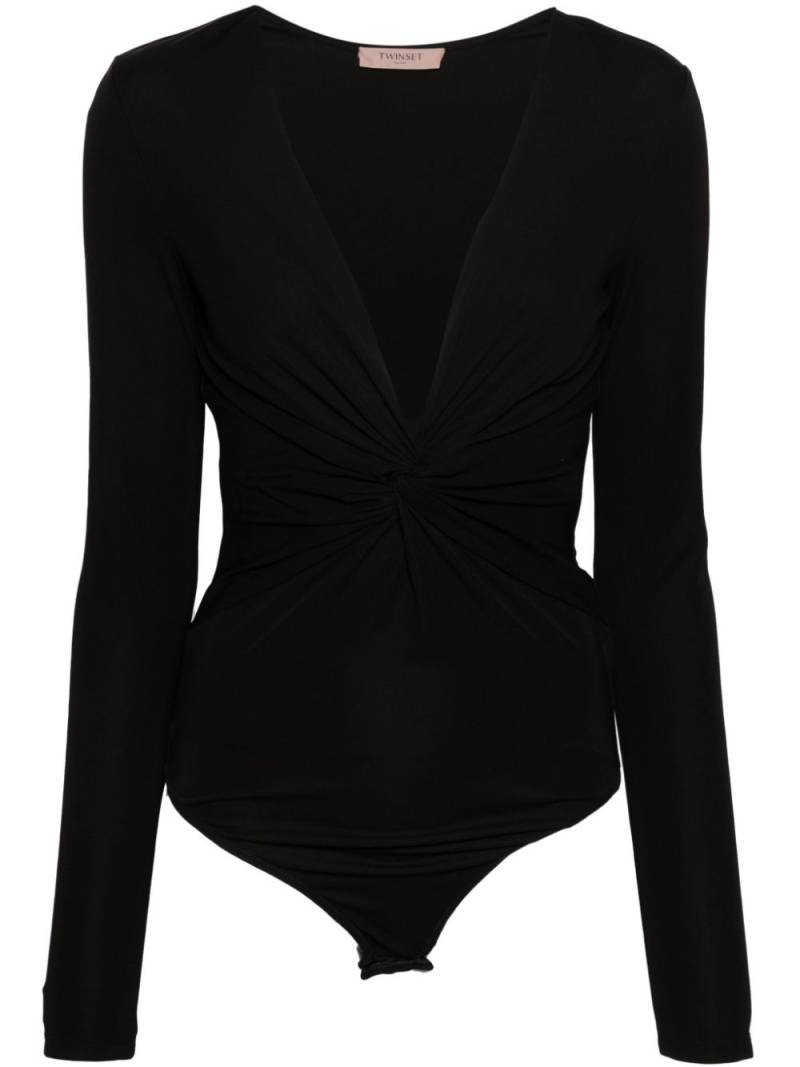 TWINSET V-neck gathered bodysuit - Black von TWINSET