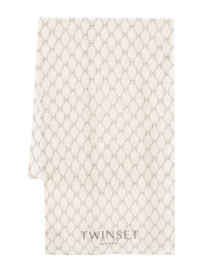 TWINSET bow-print scarf - Neutrals von TWINSET