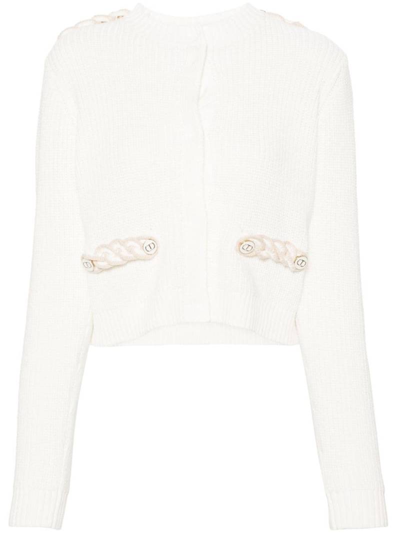 TWINSET braid-trim chunky-knit cardigan - White von TWINSET