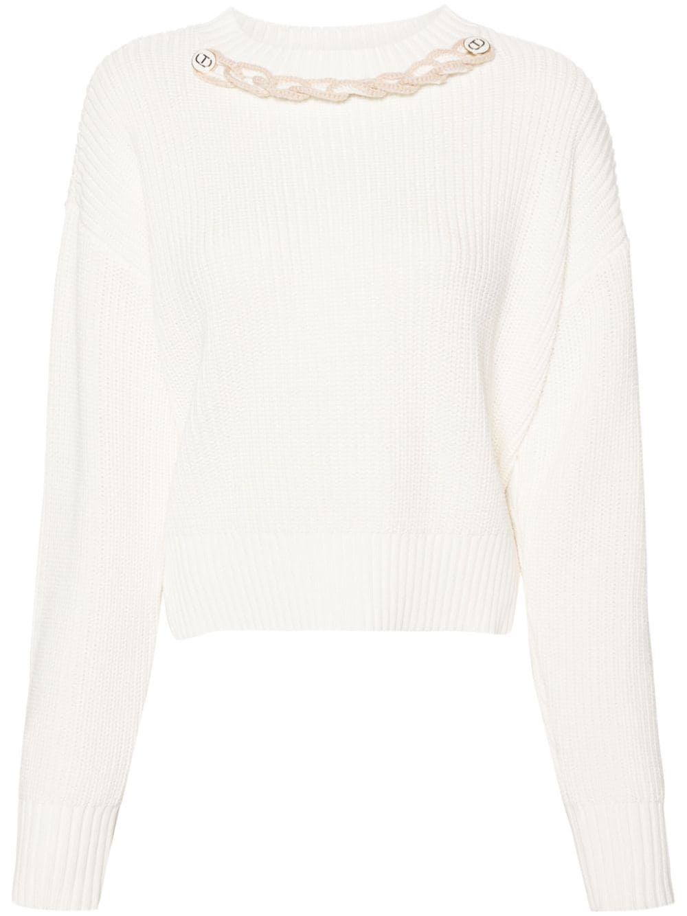 TWINSET braid-trim chunky-knit jumper - White von TWINSET