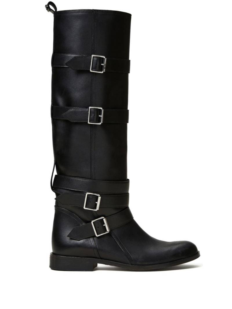 TWINSET buckle-strap leather boots - Black von TWINSET