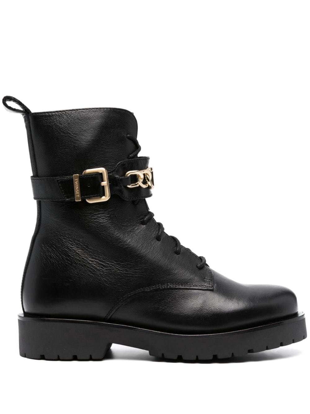 TWINSET chain-link leather ankle boots - Black von TWINSET