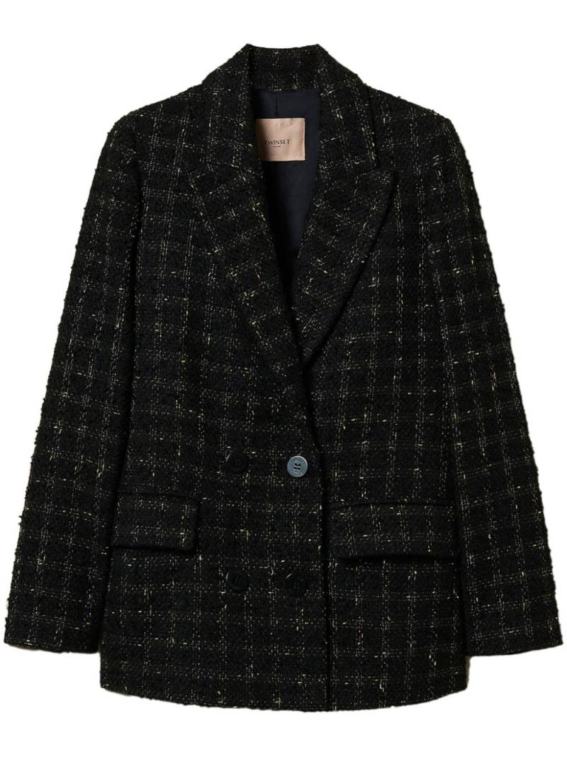 TWINSET check pattern bouclé blazer - Black von TWINSET